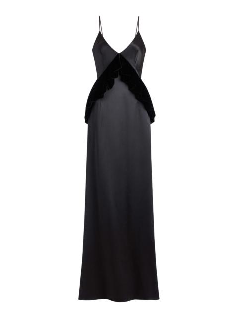 markarian Neroli Satin and Velvet Gown