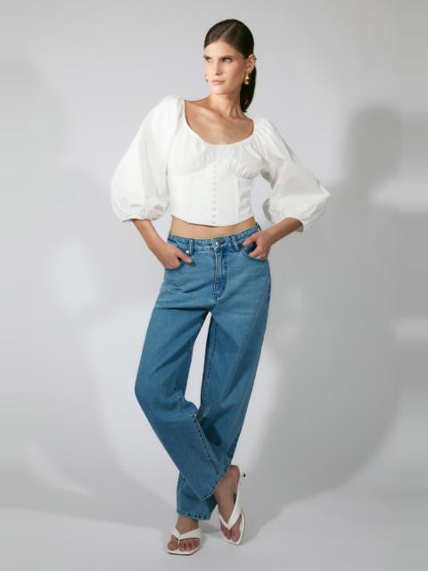 BARDOT Alessandra Cotton Poplin Top In Orchid White