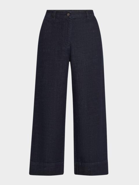 EILEEN FISHER Cropped Wide-Leg Stretch Denim Pants