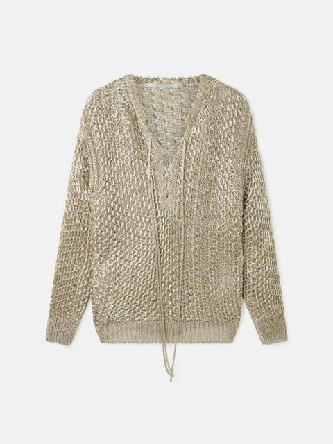 Stella McCartney Sheer Sparkle Woven Long-Sleeved Top