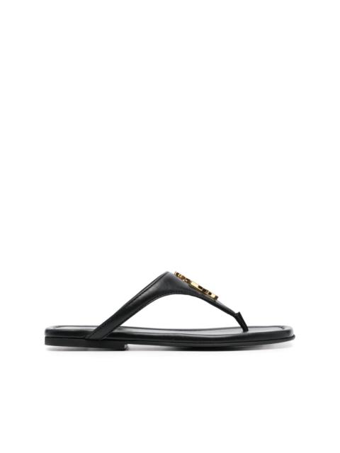logo-plaque thong leather sandals