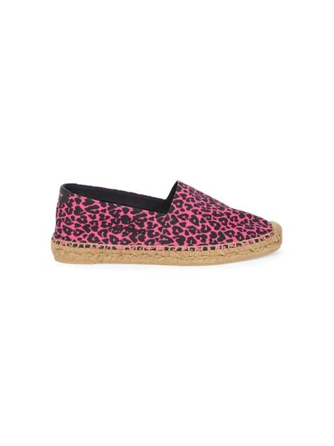 SAINT LAURENT Pink & Black Babycat-Print Embroidered Espadrilles