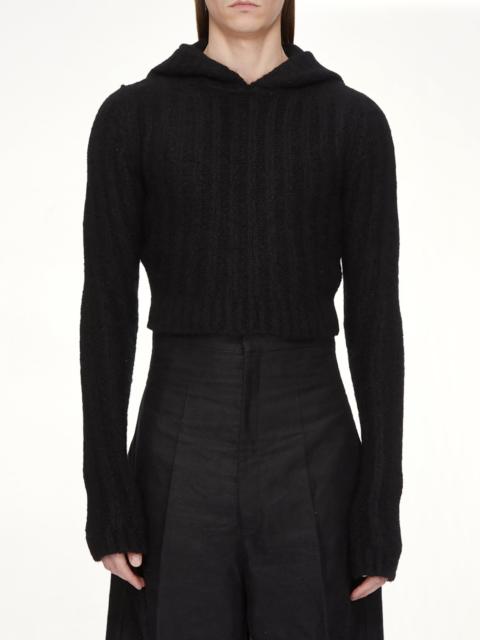 Rick Owens Tower Cropped Hooded Pull in Black