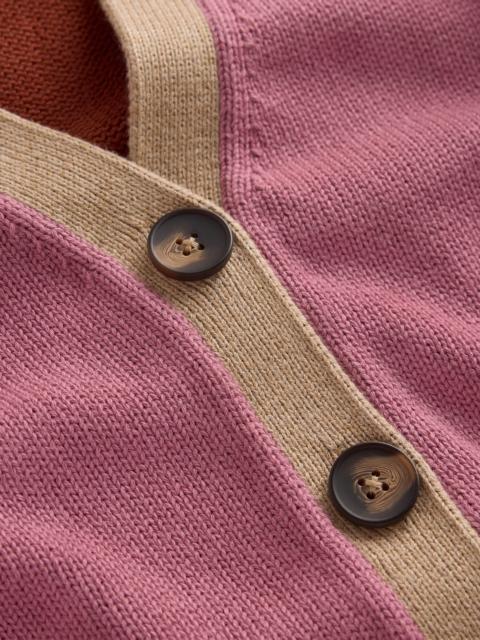 BODEN Lucy Relaxed Cotton Cardigan-Pink Heather Colour Block