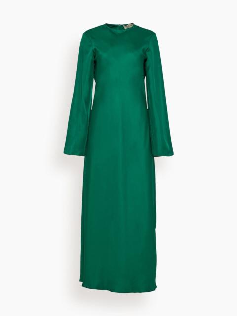 RÓHE Minimal Wide Sleeved Silk Dress in Emerald