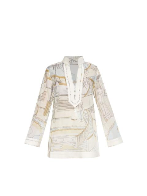TORY BURCH Printed cotton tunic dress