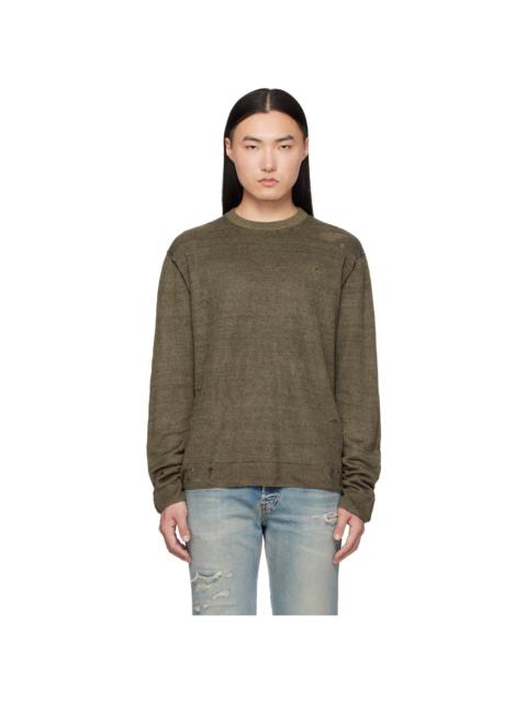 Diesel Khaki Destroyed Linen Sweater