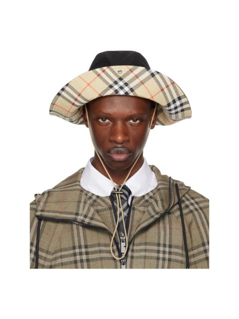 Burberry Black Check Brim Gabardine Bucket Hat
