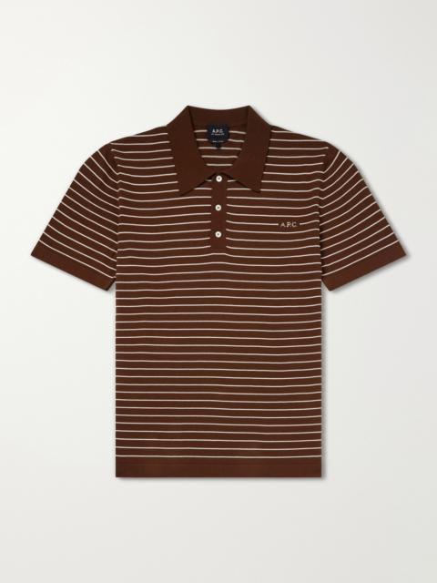 A.P.C. Tristan Logo-Embroidered Striped Cotton Polo Shirt