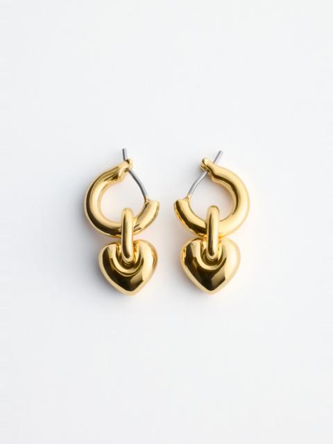 & Other Stories Heart-Pendant Hoop Earrings