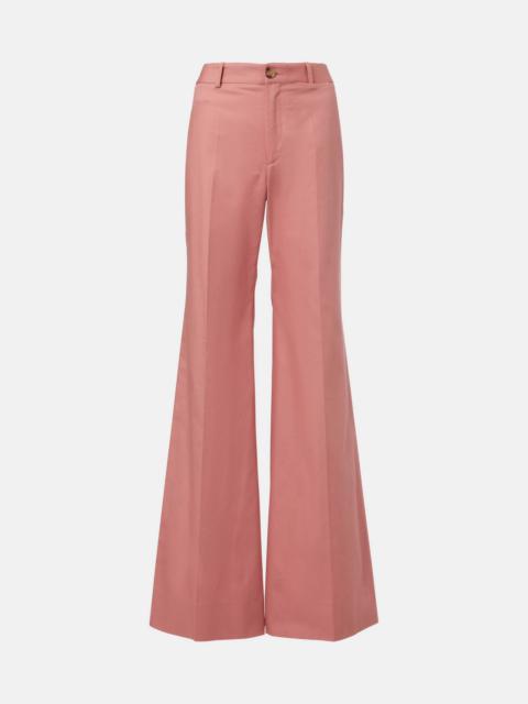Chloé Pleated high-rise cotton flared pants