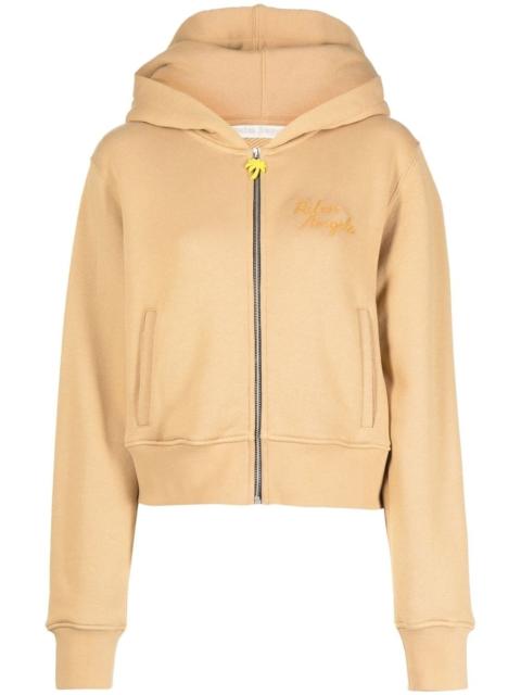 embroidered-logo zip-up hoodie