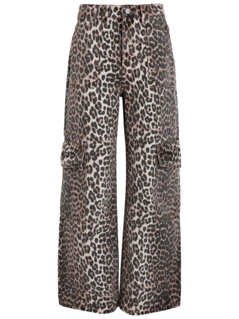 GANNI Ganni Leopard-print Straight-leg Cargo Jeans