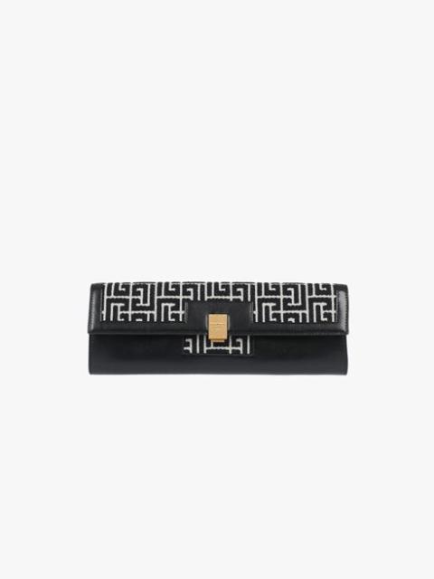 Balmain Large-sized bicolor jacquard 1945 Heritage wallet with chain