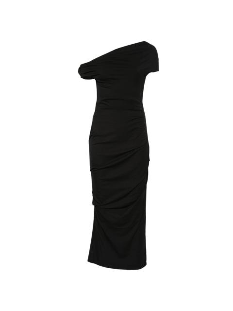 Paris Georgia one-shoulder gathered midi dress