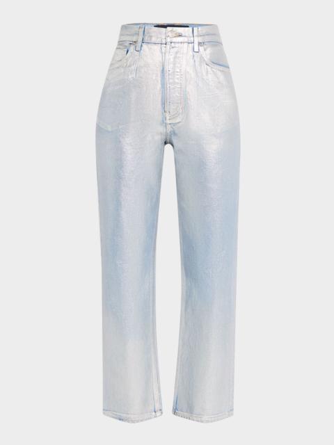 VERONICA BEARD Daniela High-Rise Ankle Straight Metallic Jeans