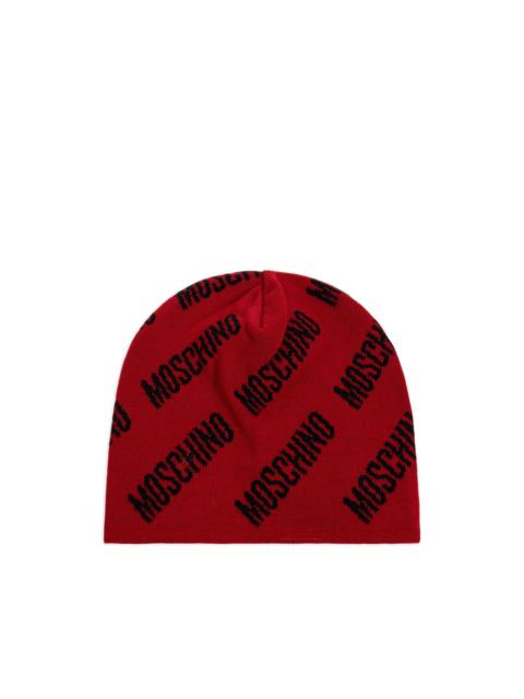 Moschino logo-pattern beanie