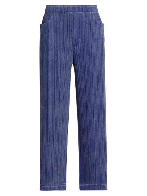 Pleats Please Issey Miyake Women's Denim-Look Plissé Pants - Navy