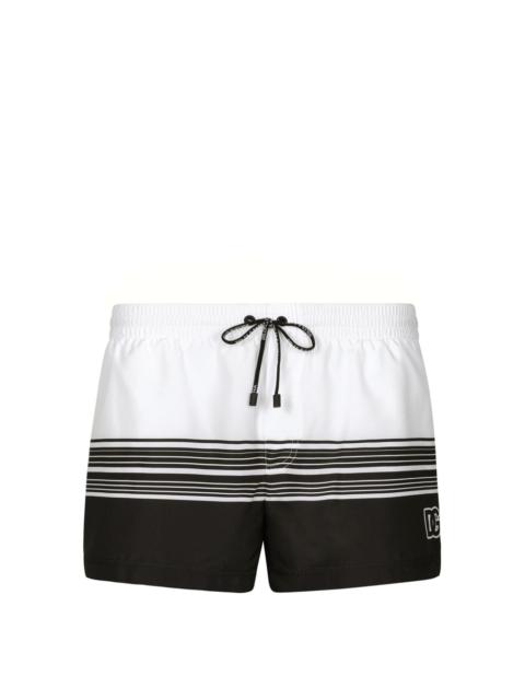 Dolce & Gabbana logo-print striped swim shorts