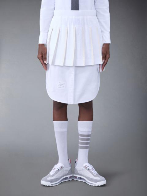 Cotton Seersucker Tipping Pleated Mini Skirt