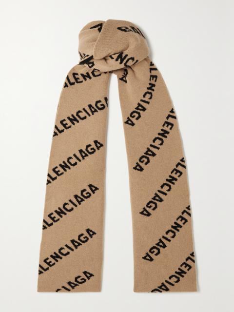 BALENCIAGA Wool-jacquard Scarf