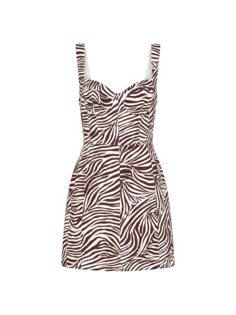 NICHOLAS Women's Alina Printed Linen-Blend A-Line Minidress - Striata Print