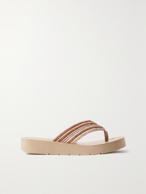 GABRIELA HEARST Clemence Striped Raffia Platform Flip Flops