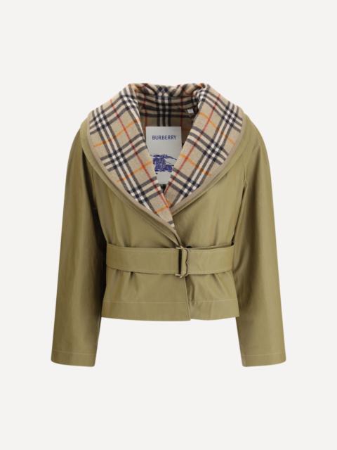 Burberry Cropped cotton Jacket with check quilting