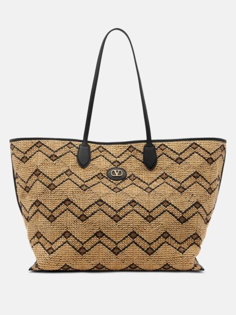 Valentino VLogo Large raffia tote bag