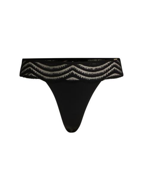 BOSS LACE-TRIM THONG WITH LOGO DETAIL