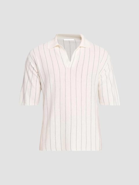 Helmut Lang Men's Striped Terry Polo Shirt - White Grey