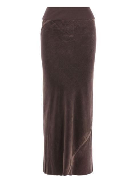 ribbed-waistband draped midi skirt