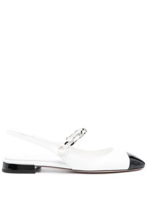 Miu Miu Pearl-detail Leather Ballerina Shoes