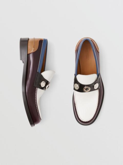 Burberry Logo Detail Colour Block Leather Loafers