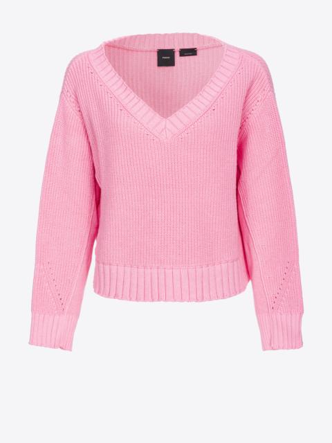 RIBBED COTTON AND CASHMERE PULLOVER