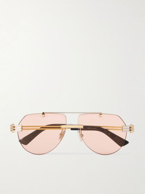 Bottega Veneta Aviator-Style Gold- and Silver-Tone Sunglasses Silver
