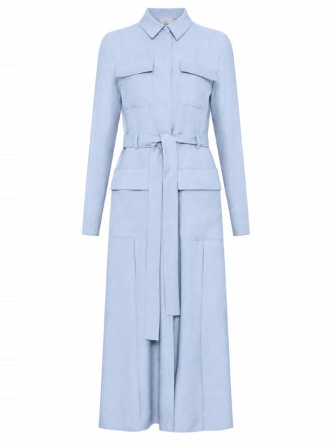 GABRIELA HEARST Meyer Shirtdress in Powder Blue Wool Cashmere Flannel