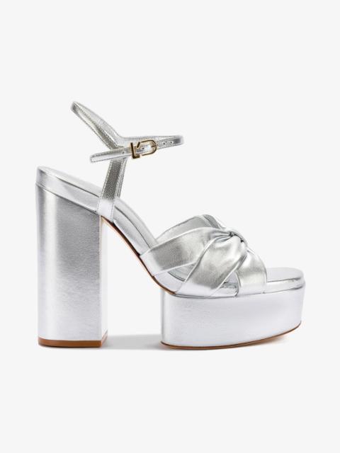Larroudé Vivienne Platform Sandal In Silver Metallic Leather