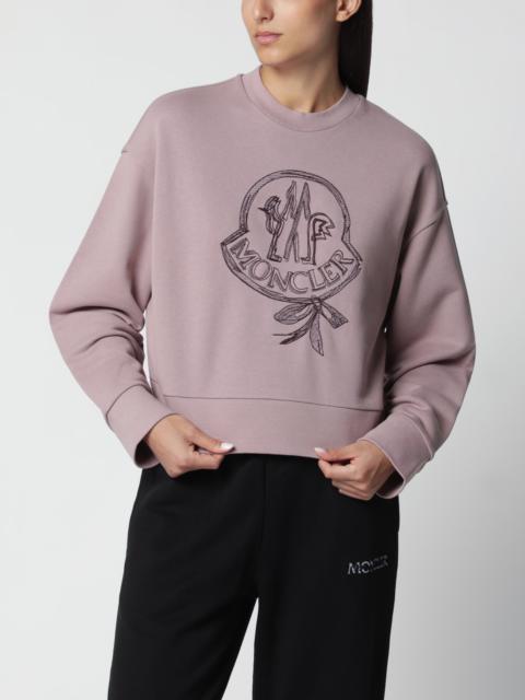 Moncler Pink cotton sweatshirt with embroidered logo