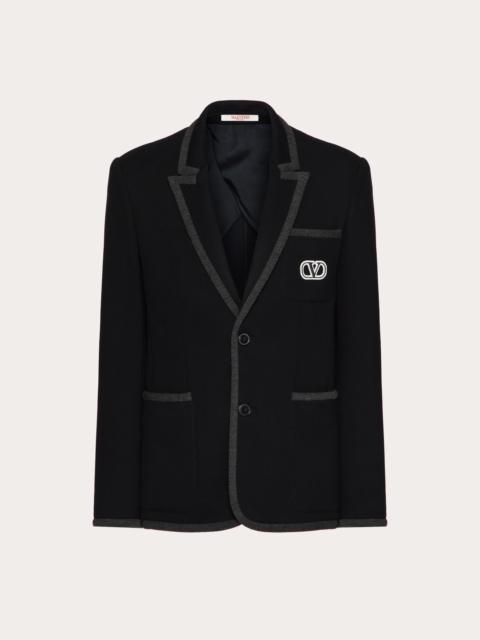 Valentino SINGLE-BREASTED COTTON JERSEY JACKET WITH VLOGO SIGNATURE PATCH