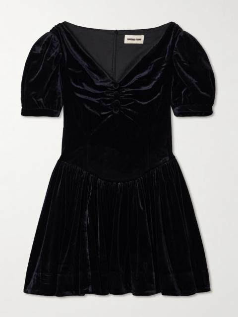 SHUSHU/TONG Gathered Velvet Mini Dress