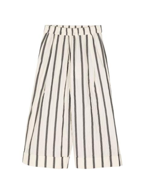 striped cropped cotton trousers