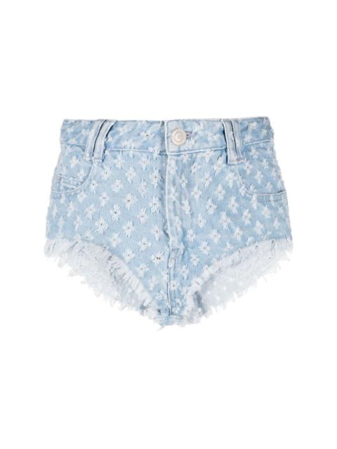 distressed-effect shorts