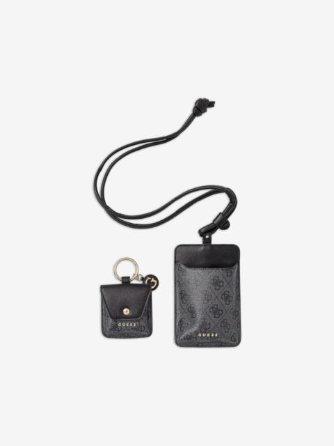 GUESS USA monogram-print lanyard phone case