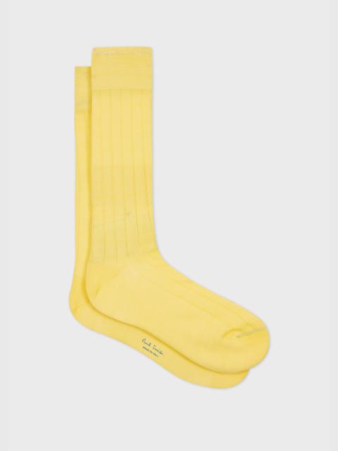 Paul Smith Lemon Yellow Ribbed Cotton Socks