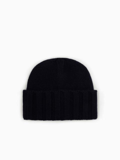 EMPORIO ARMANI Ribbed cashmere beanie