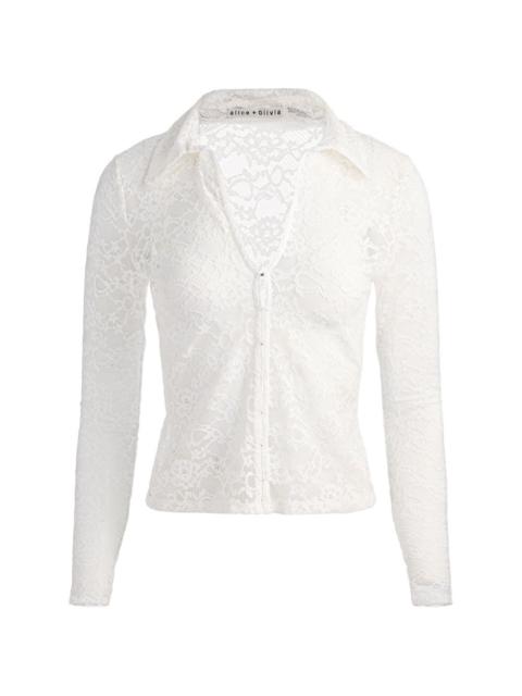 Alice + Olivia Kara lace button shirt