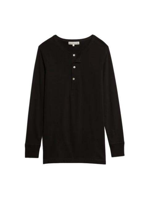 Merz b. Schwanen 2M06.99 Vintage Machine Refined Classic Fit Long Sleeve Henley Black