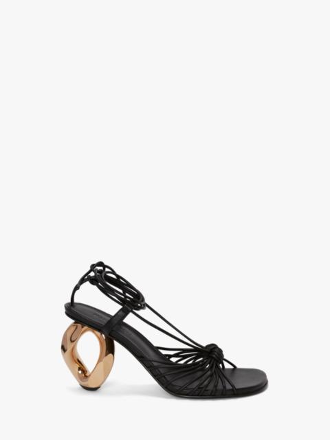 CHAIN HEEL LEATHER SANDALS