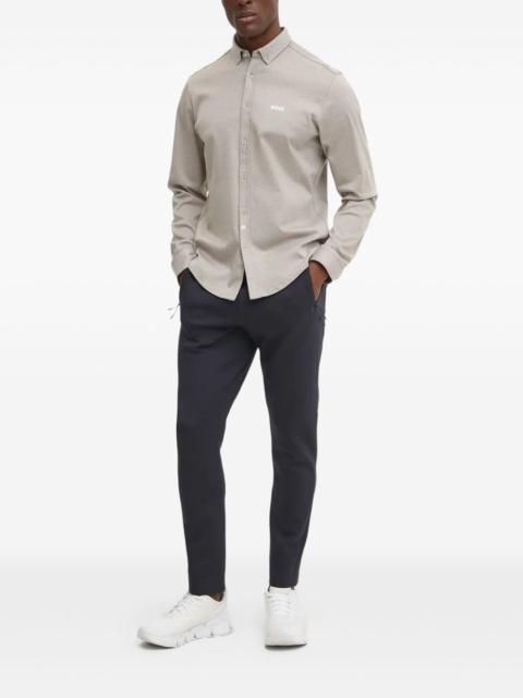 BOSS textured logo-print shirt